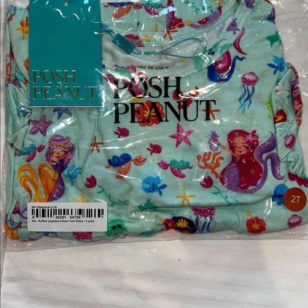 Posh Peanut KAI Ruffled Capsleeve Twirl Dress 2T Mermaid - Picture 2 of 5